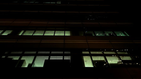 View of the city from the window of a modern office building.の写真素材