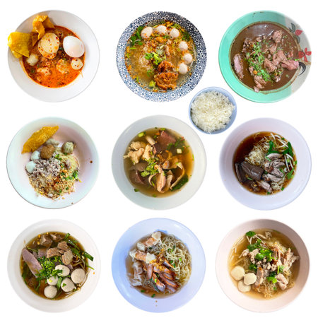 collection of various thai food on white background. each one is shot separatelyの写真素材