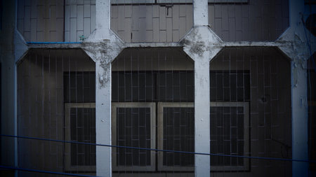 Detail of an abandoned building in the city of Lisbon, Portugalの写真素材