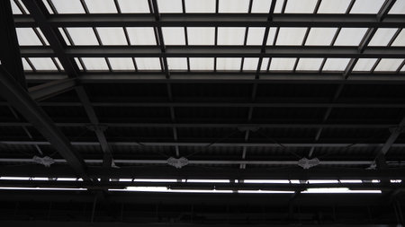 Roof of a modern office building. Architectural abstract background.の写真素材