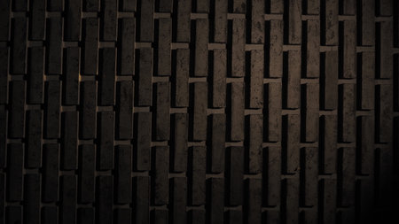 Abstract background of black brick wall texture. 3d rendering, 3d illustration.