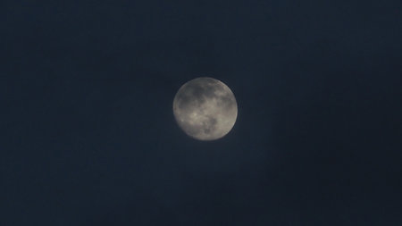 Moon in the dark sky, full moon in the dark sky.の写真素材