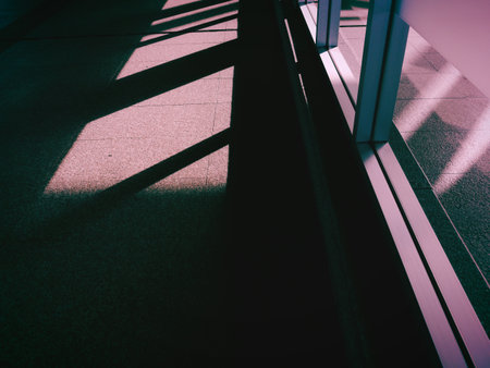 Modern interior of an office building with a shadow from the window.の写真素材