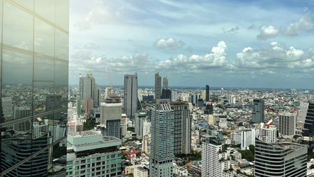 Bangkok cityscape with skyscrapers and business buildings, Thailandの写真素材