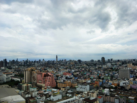 Bangkok cityscape with cloudy sky. Bangkok is the capital and largest city of Thailand.の写真素材