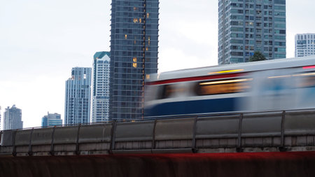 High speed train in Bangkok,Thailand. Motion blur train.の写真素材