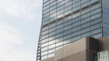 Low angle view of modern skyscrapers in London, UK.の写真素材