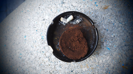 Cocoa powder in a bowl with filter effect retro vintage styleの写真素材