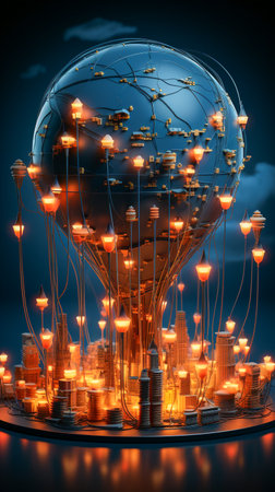 Internet-based connectivity to the world, Worldwide connection concept ,AI generatedの素材