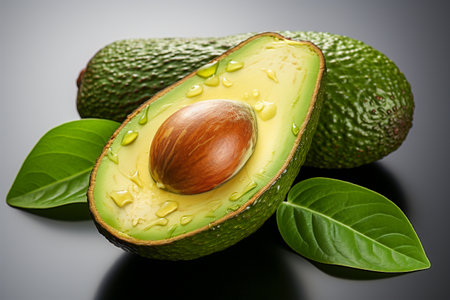 Top shot  Half of fresh avocado , AI generatedの素材