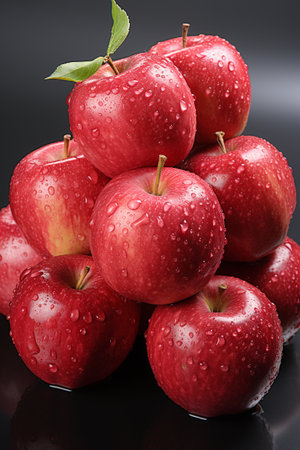 Fresh Northern spy apples , Photo realistic , wide-angle shot  , AI generatedの素材