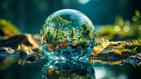 World Water Day concept , crystal world in clean water  ,AI generatedの素材