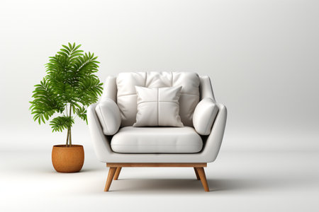 Armchair scene creator rendering for interior design or decoration projects on white background , AI generatedの素材