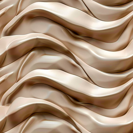 Minimal seamless pattern with smooth clay-like waves, soft lighting, and organic ripples in warm neutral tones.の素材