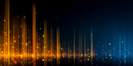 Professional dark-themed background featuring glowing lines and abstract digital background , ideal for technology, innovation, and modern presentationsの素材