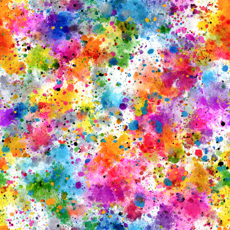 Seamless pattern featuring vivid watercolor splatters , perfect for expressive and creative design projectsの素材