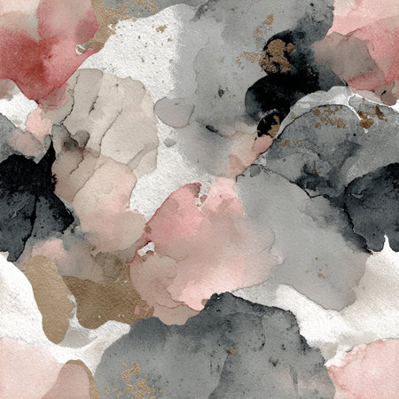 Seamlesspattern Abstract Ink and Watercolor Blend with Muted Pinks and Greys Creating an elegant and sophisticated aestheticの素材