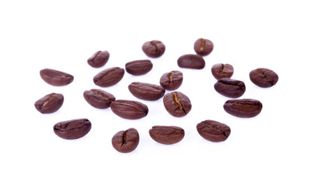 Coffee beans isolated on white backgroundの写真素材