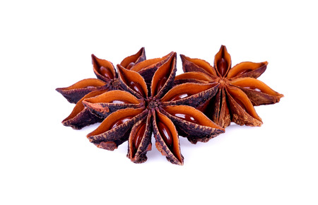 Chinese star anise seed isolated over the white backgroundの写真素材