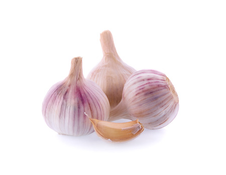 Garlic, Allium sativum, Alliaceae on white background.の写真素材