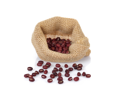 Adzuki Beans, Azuki Beans, red beans on white backgroundの写真素材