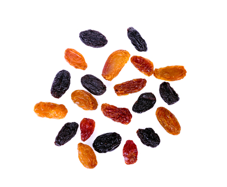 raisin is a dried grape isolated on white background.の写真素材