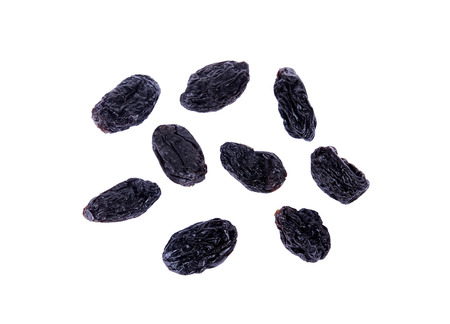 black raisin is a dried grape isolated on white background.の写真素材