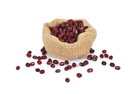 Adzuki Beans, Azuki Beans, red beans on white backgroundの写真素材