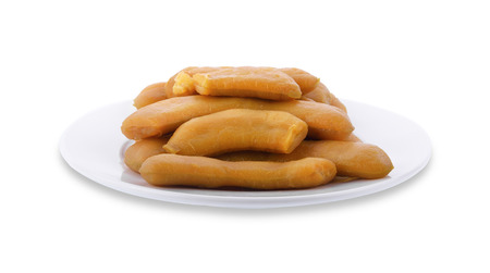 Thai dessert, crystallized tamarind on white backgroundの写真素材