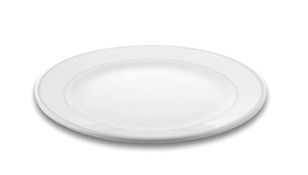empty white plate, dish on white backgroundの写真素材