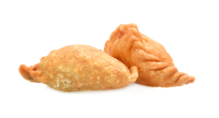 Curry puff on white backgroundの写真素材