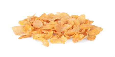 Breakfast cereal cornflakes isolated on white backgroundの写真素材