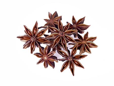 Chinese star anise seed isolated over the white background.の写真素材