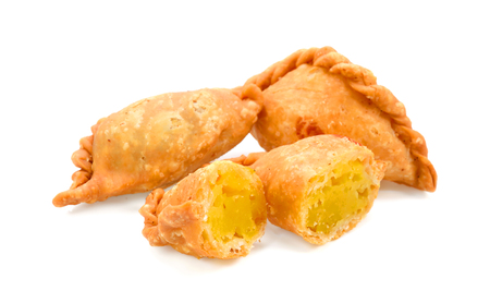 Curry puff on white backgroundの写真素材