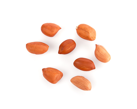 Peanuts, nuts on white backgroundの写真素材