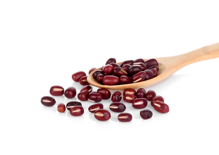 Adzuki Beans, Azuki Beans, red beans on white backgroundの写真素材