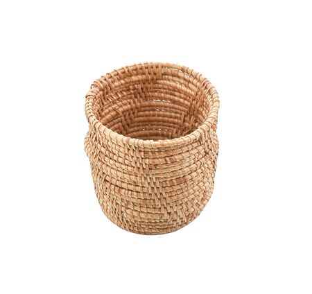 Basket wicker on isolated white background.の写真素材