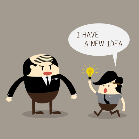 Employee has a new idea and take to his boss Idea conceptのイラスト素材