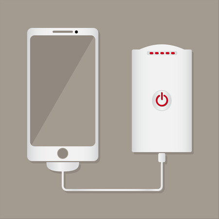 Smartphone charger powerbank charging mobile phone battery flat design vector illustrationのイラスト素材