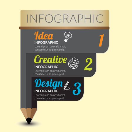 Creative idea infographics design Pencil shape education info graphicのイラスト素材