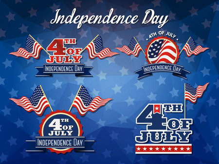 Independence Day Badge Collection Flag decoration logo design 4th of July badge logoのイラスト素材