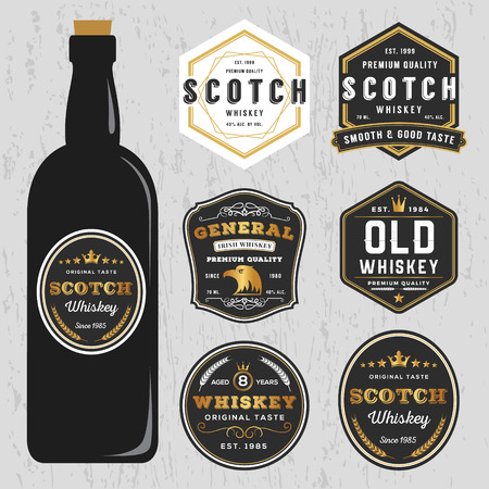 Vintage Premium Whiskey Brands Label Design Template, Resize able and free font used.のイラスト素材