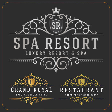 Luxurious Royal Logo Vector Re-sizable Design Template Suitable For Businesses and Product Names, Luxury industry like Resort, Spa, Hotel, Wedding, Restaurant and Real estate.のイラスト素材