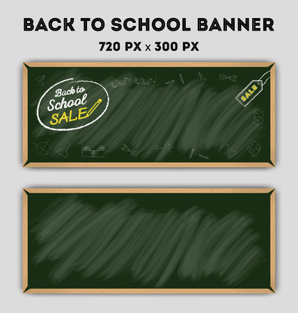 Blank green color chalkboard banner background.for web banner and SALE Promotion and other designのイラスト素材