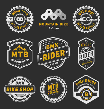 Set of bicycle badge logo template design for logo, label, T-shirt, stamp, sticker, banner and other design. Vector illustrationのイラスト素材