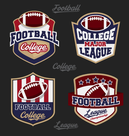 Set of football college league badge logo with four color design. Suitable for T-shirt apparel design. Vector illustrationのイラスト素材
