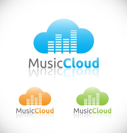 Abstract audio music cloud online service and technology logo template design. Easy ti change color. のイラスト素材