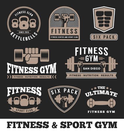 Set of fitness gym and sport club logo emblem design.のイラスト素材