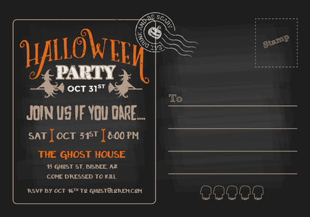 Halloween Party Postcard Invitation Template.のイラスト素材