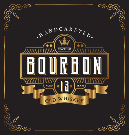 Vintage frame label design. Suitable for Whiskey and Wine label, Restaurant, Beer label.のイラスト素材